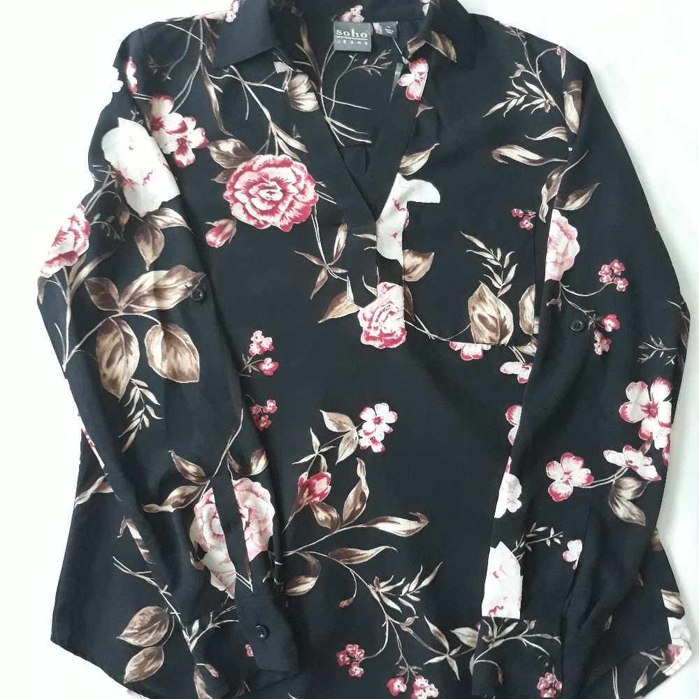 Black Floral Blouse